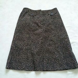Talbots leopard animal print fine corduroy skirt A-line